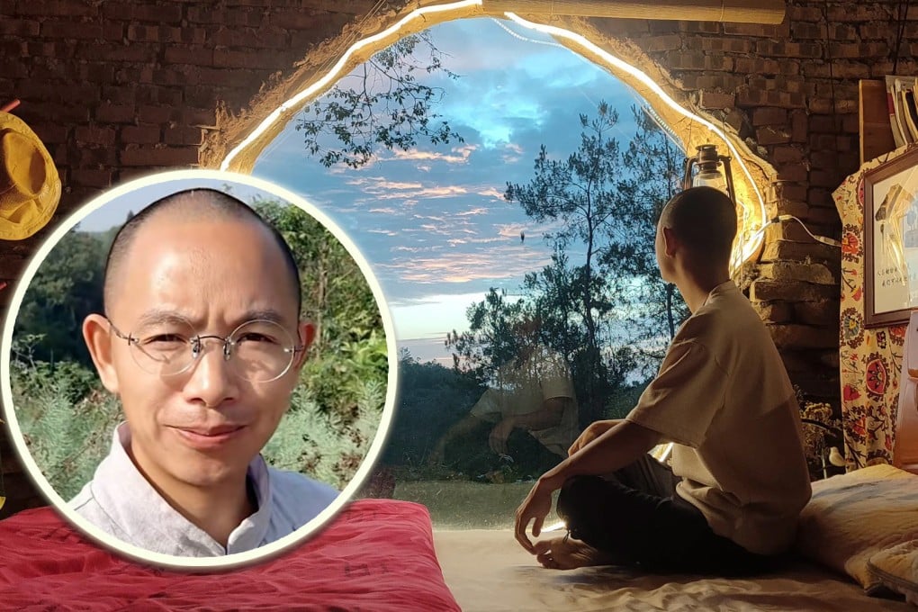 A 35-year-old man in China has been living in a cave for the past four years after he rejected the notions of work and marriage. Photo: SCMP composite/Douyin