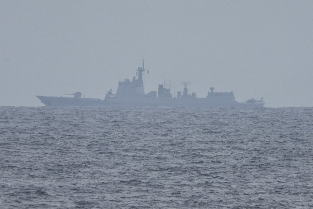 A Chinese naval destroyer pictured off the coast of Zambales province, Philippines, on Wednesday. Photo: EPA-EFE