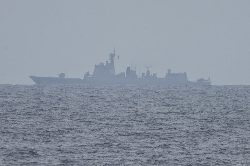 A Chinese naval destroyer pictured off the coast of Zambales province, Philippines, on Wednesday. Photo: EPA-EFE