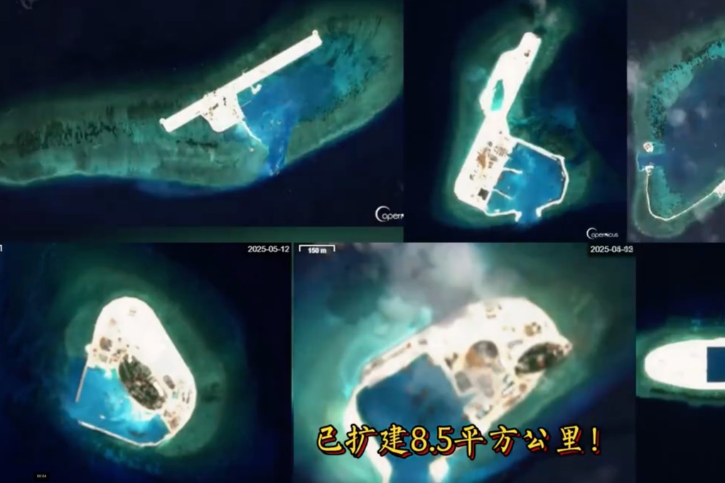Vietnam has reclaimed over 8.5 sq km of new land on 11 features in the Spratly Islands since October 2021, according to the Beijing-based South China Sea Probing Initiative. Photo: Weibo/单手搓核弹