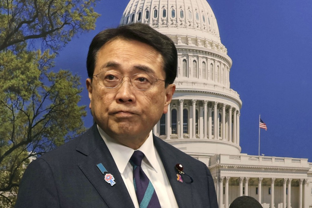 Japanese economic revitalization minister Ryosei Akazawa meets the press ahead of a meeting with US Commerce Secretary Howard Lutnick in Washington on Thursday. Photo: Kyodo