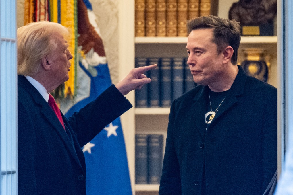 US President Donald Trump (left) and Elon Musk speak in the Oval Office in March. Photo: TNS