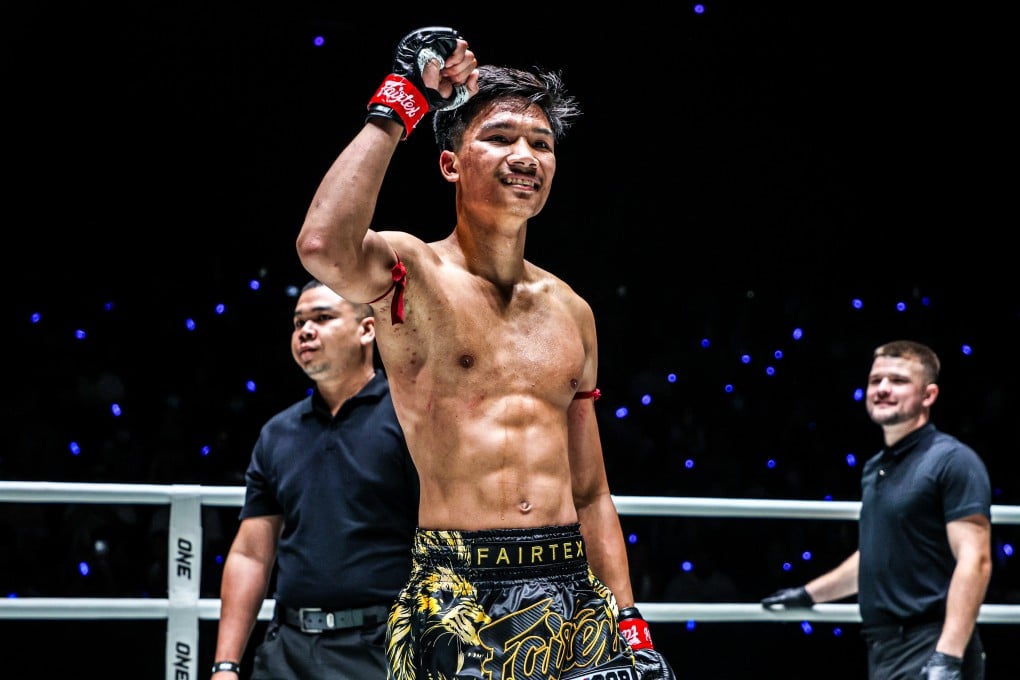 Aliff Sor Dechapan celebrates after his unanimous decision win over Moroccan standout Elmehdi El Jamari. Photo: ONE Championship