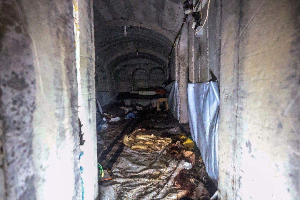 A room inside a tunnel underneath the European Hospital in Khan Younis, where Israeli military said the body of Mohammed Sinwar was found. Photo: Reuters
