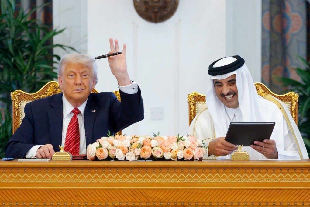 US President Donald Trump and Qatar’s Emir Tamim bin Hamad al-Thani attend a signing ceremony in Doha, Qatar, on May 14, 2025. Photo: Reuters