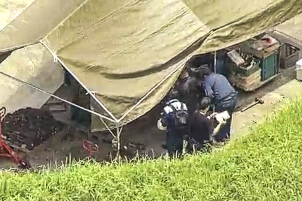 An explosion occurred at an ammunition storage area inside the US military’s Kadena Air Base in Okinawa on Monday. Photo: NHK