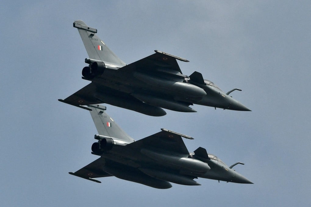 Indian Air Force’s Rafale fighter jets fly past during an air show in Bengaluru, India, in February 2021. Photo: Reuters