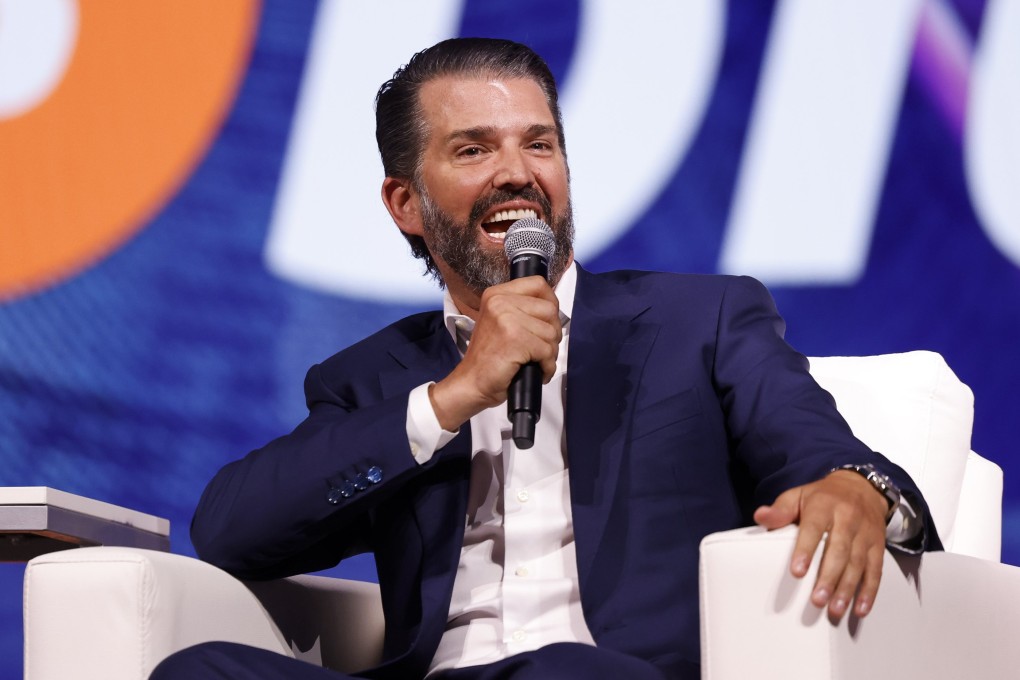 Donald Trump Jnr, son of US President Donald Trump, speaks on a panel during The Bitcoin Conference in Las Vegas on May 25. Photo: EPA-EFE