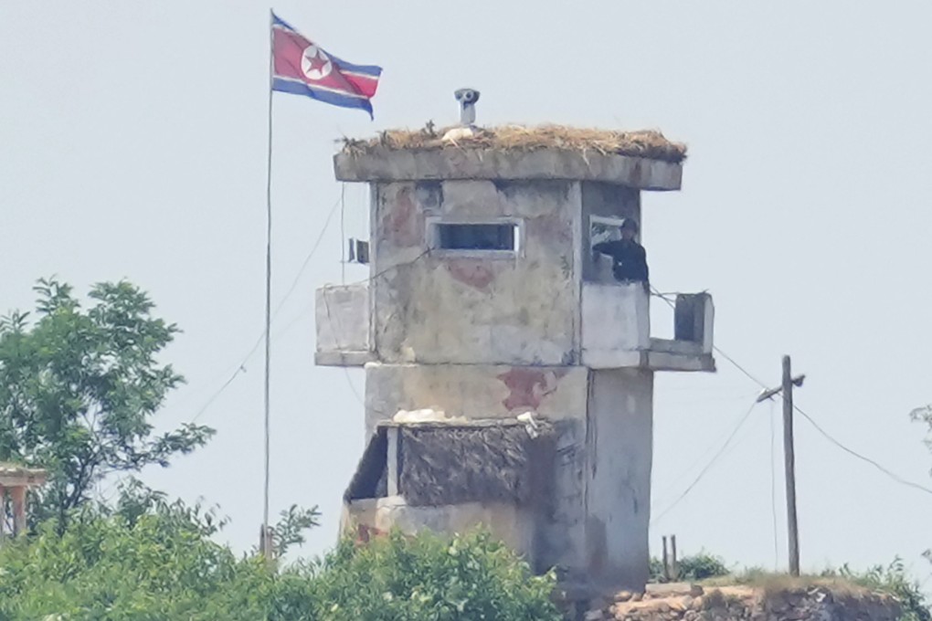 A soldier at a North Korean military guard post, as seen from Paju, South Korea. File photo: AP