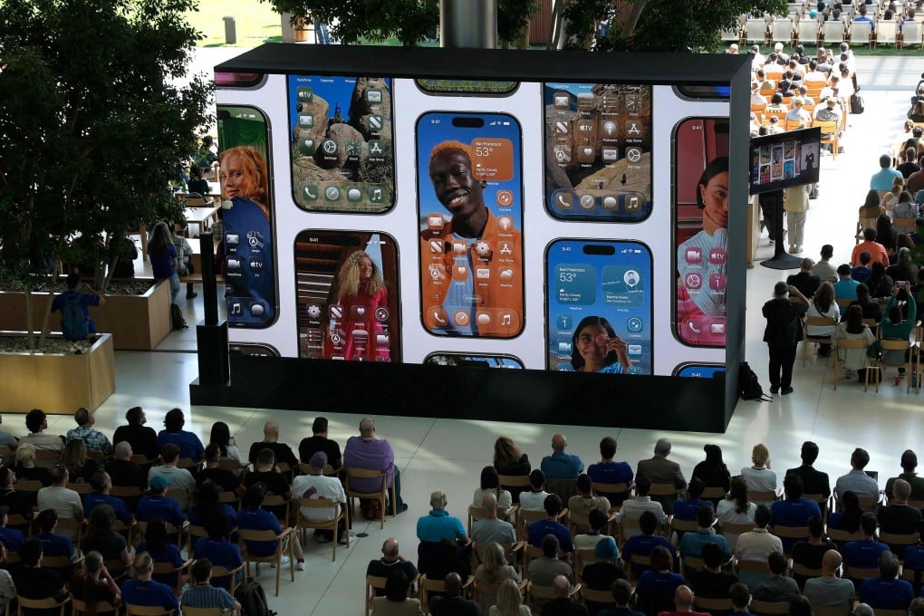 Apple previews a new software interface design at its annual Worldwide Developers Conference in Cupertino, California, on June 9, 2025. Photo: Getty Images via AFP