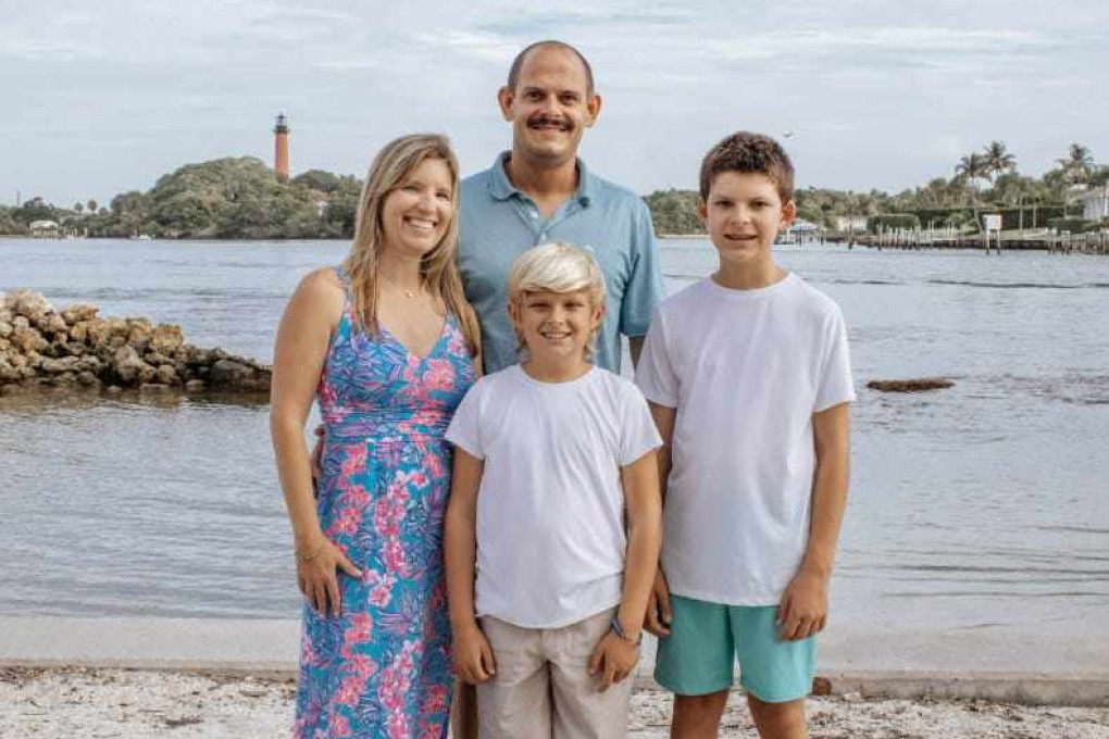 Kandi Schmitz (left) with her husband and two children in 2024. Schmitz had a stroke at 31 while running a 5K race; almost a decade later, she was diagnosed with breast cancer. Photo: Courtesy of Heather Lynn Photography/ American Heart Association