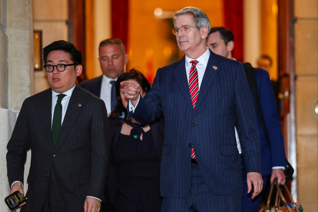 US Treasury Secretary Scott Bessent leaves on his way back to the US on Tuesday, while trade talks between the US and China continue in London. Photo: Reuters