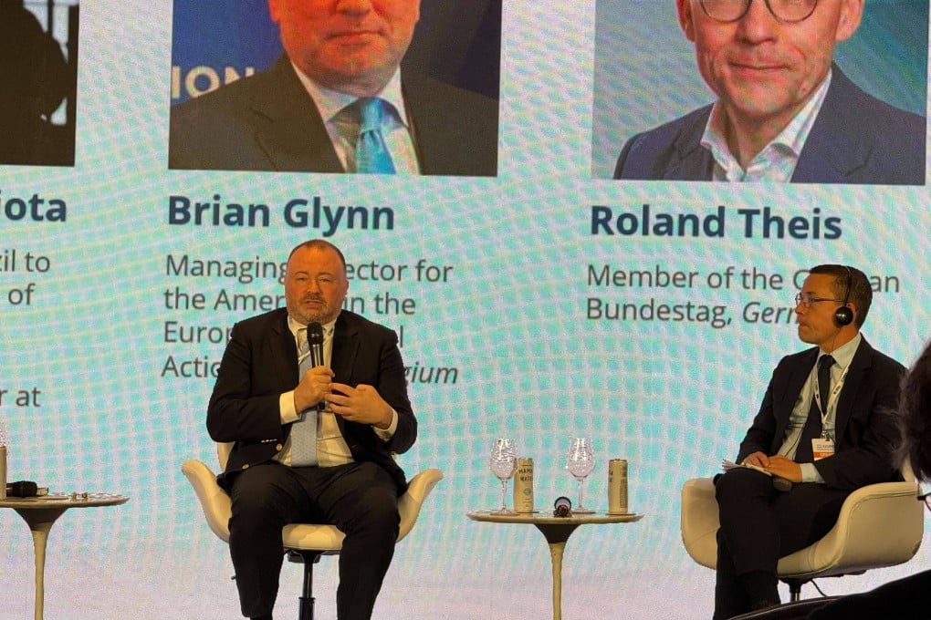 Senior European Union official Brian Glynn (left) speaks at the Forte de Copacabana International Security Conference in Rio de Janeiro, Brazil, on Tuesday, as German lawmaker Roland Theis listens. Photo: SCMP