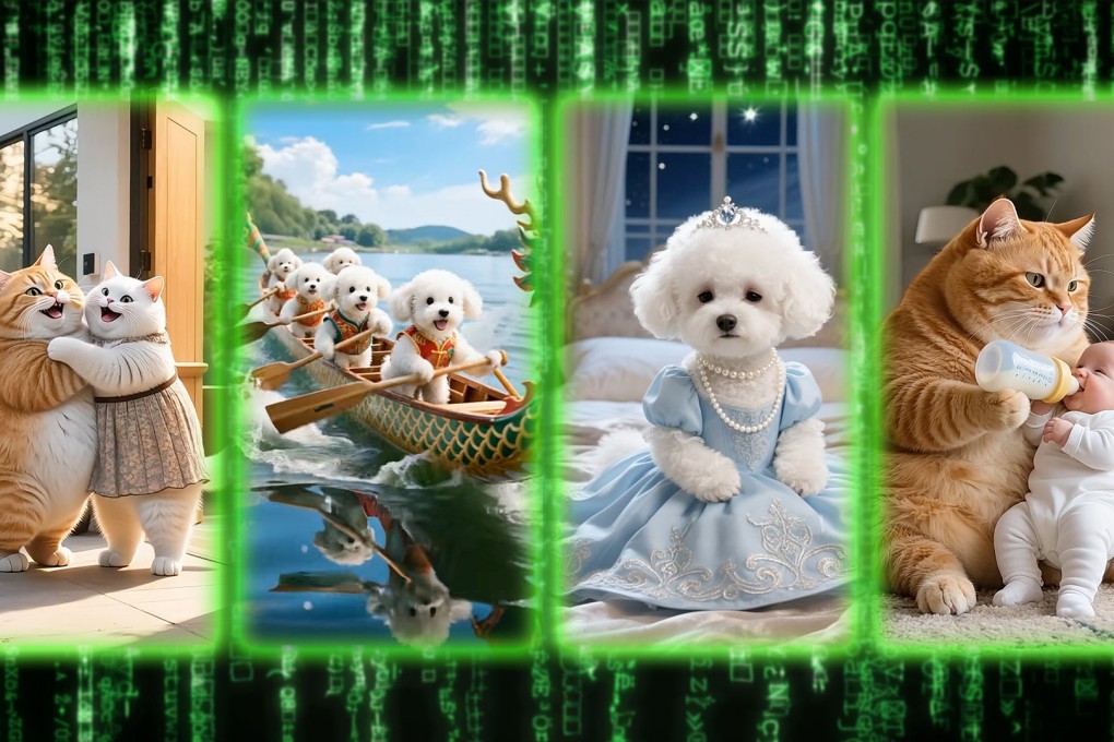 Artificial intelligence-generated Chinese pet dramas have taken the internet by storm, with one clip amassing more than 100 million views. Photo: SCMP composite/Shutterstock/RedNote