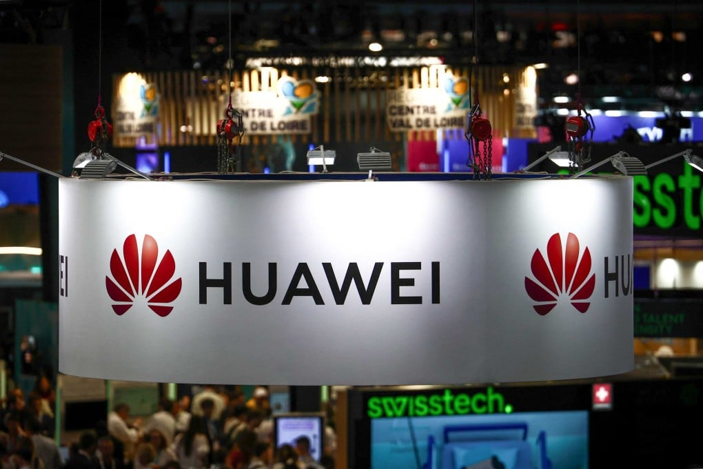 A Huawei sign seen at the VivaTech fair in Paris. Photo: AFP