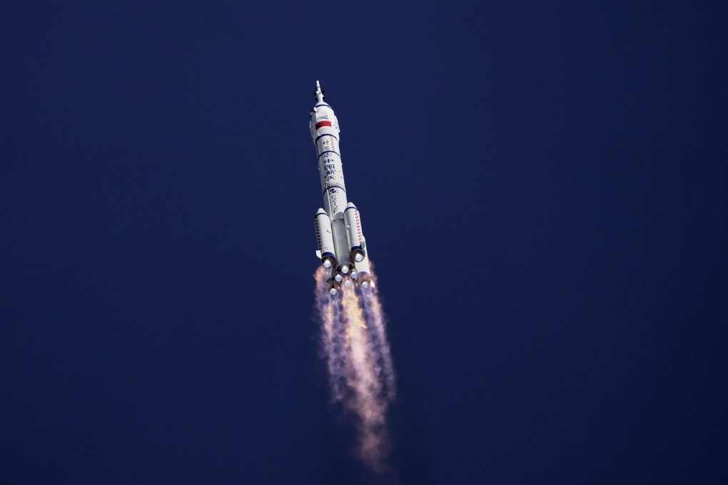 China’s Long March 2F rocket, carrying three astronauts for the Shenzhou 20 manned space mission, heads for a space station, at the Jiuquan Satellite Launch Centre in Jiuquan, northwestern China, on April 24. Photo: AP