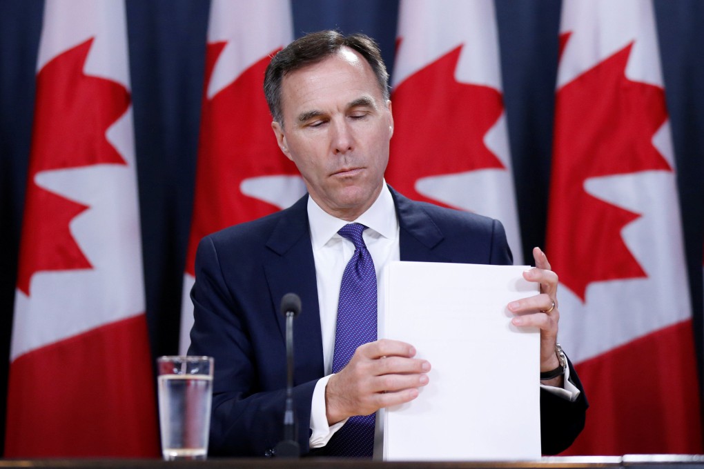 Former Canadian finance minister Bill Morneau, seen here in 2018, spoke with the Post in Shanghai on Friday. Photo: Reuters