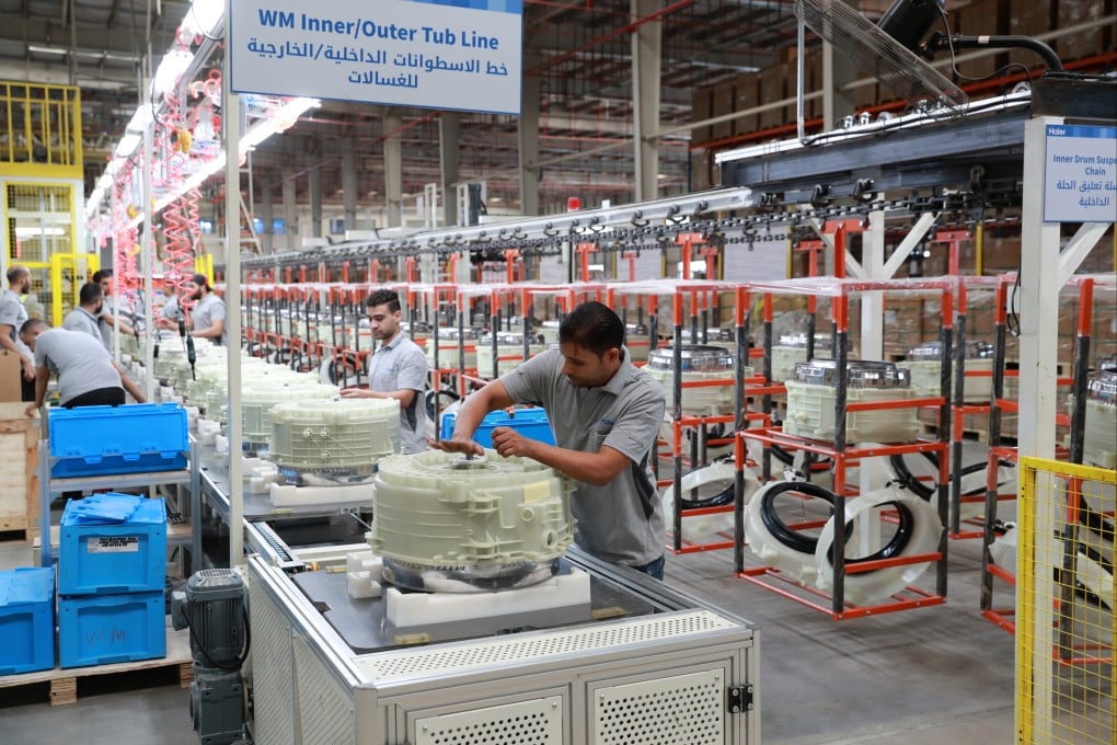 Workers assemble washing machines inside an industrial park run by the Chinese home appliance giant Haier in Egypt. Many Chinese companies are shifting production to Egypt amid the trade war. Photo: Xinhua