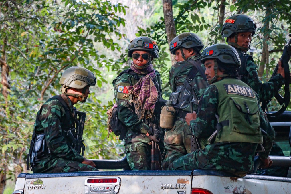 Members of the Kayan National Army (KNA) going to the front line during the conflict with Myanmar’s military, at Moe Bye in Pekon Township, on the border of Karen and Shan states, on December 3 last year. Photo: AFP