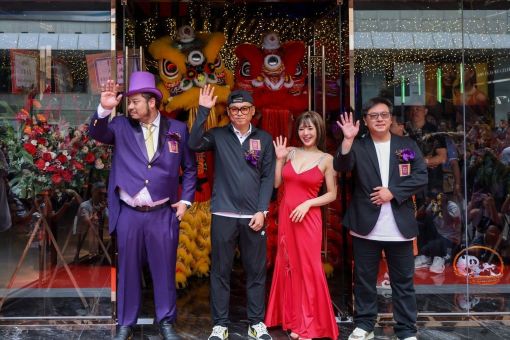 Big Boss Generation CEO Edward Li (right) and Japanese actress Sola Aoi (second from right) with other company representatives at Saturday’s opening of a new nightspot on the same site as the old Club Bboss. Photo: Nora Tam