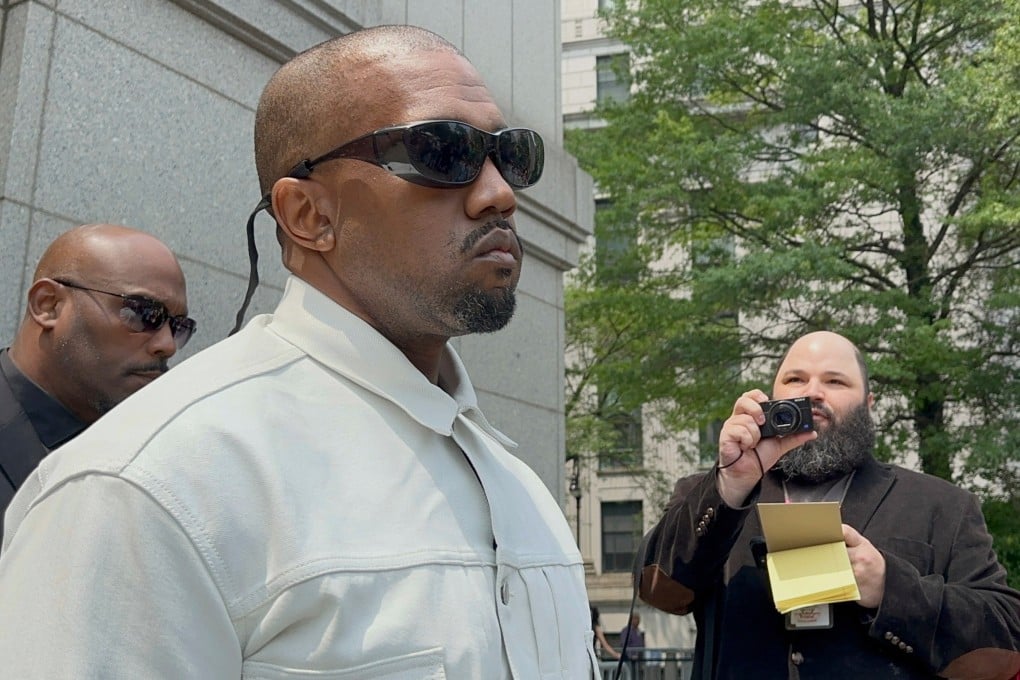 Ye, the rapper formerly known as Kanye West, leaves federal court during the trial of Sean “Diddy” Combs in New York on Friday. Photo: AP