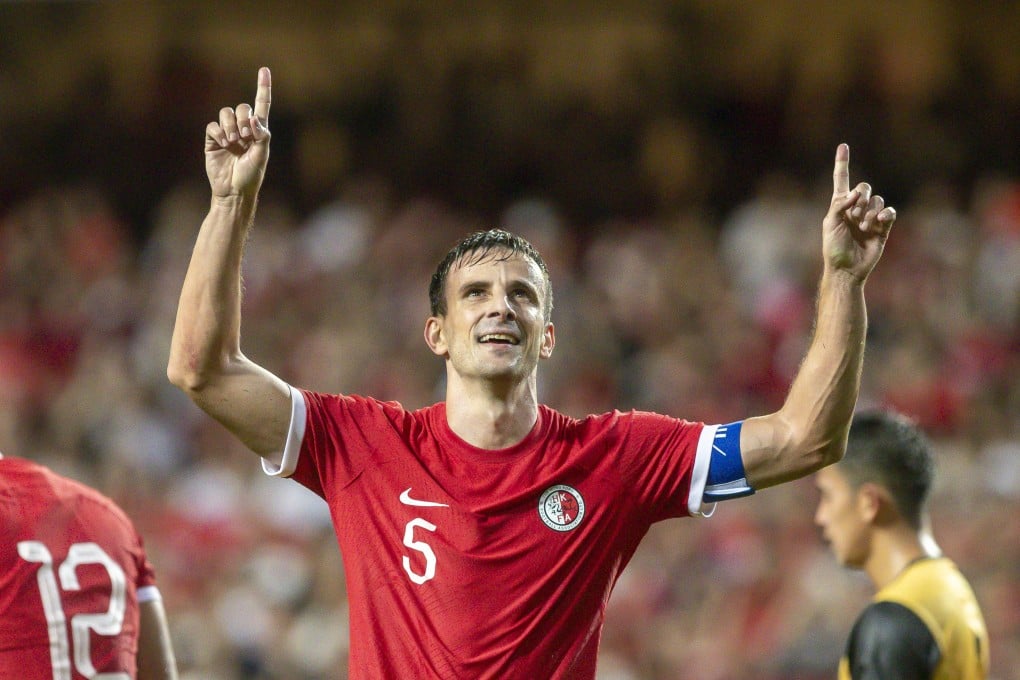Helio Goncalves celebrates his lone international goal, against Brunei in 2023. Photo: Getty Images