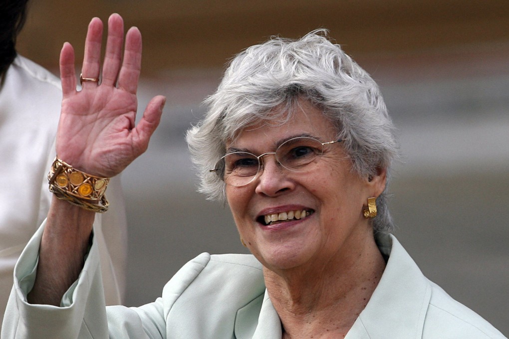 Nicaraguan former president Violeta Chamorro waves as she arrives for the inauguration of President-elect Daniel Ortega in Managua in January 2007. Photo: AFP