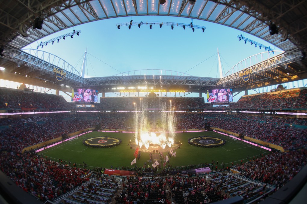 Players walk onto the pitch before the opening match of the Club World Cup between Inter Miami of the US and Al Ahly of Egypt in Miami on Saturday. Photo: Xinhua