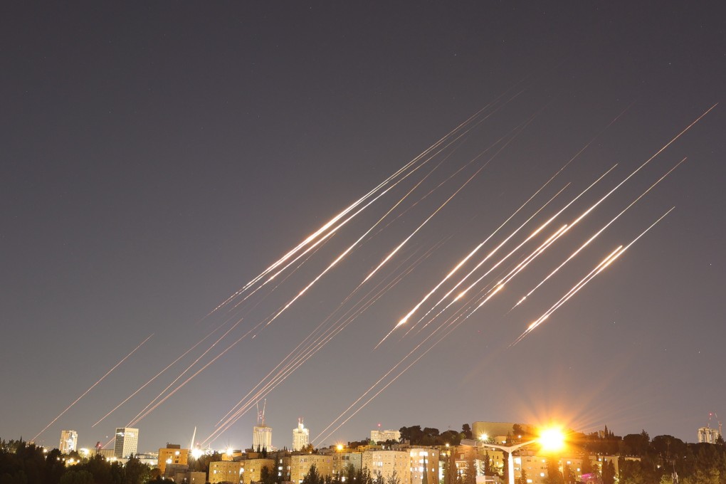 Ballistic missiles above Jerusalem on Saturday. Photo: EPA-EFE