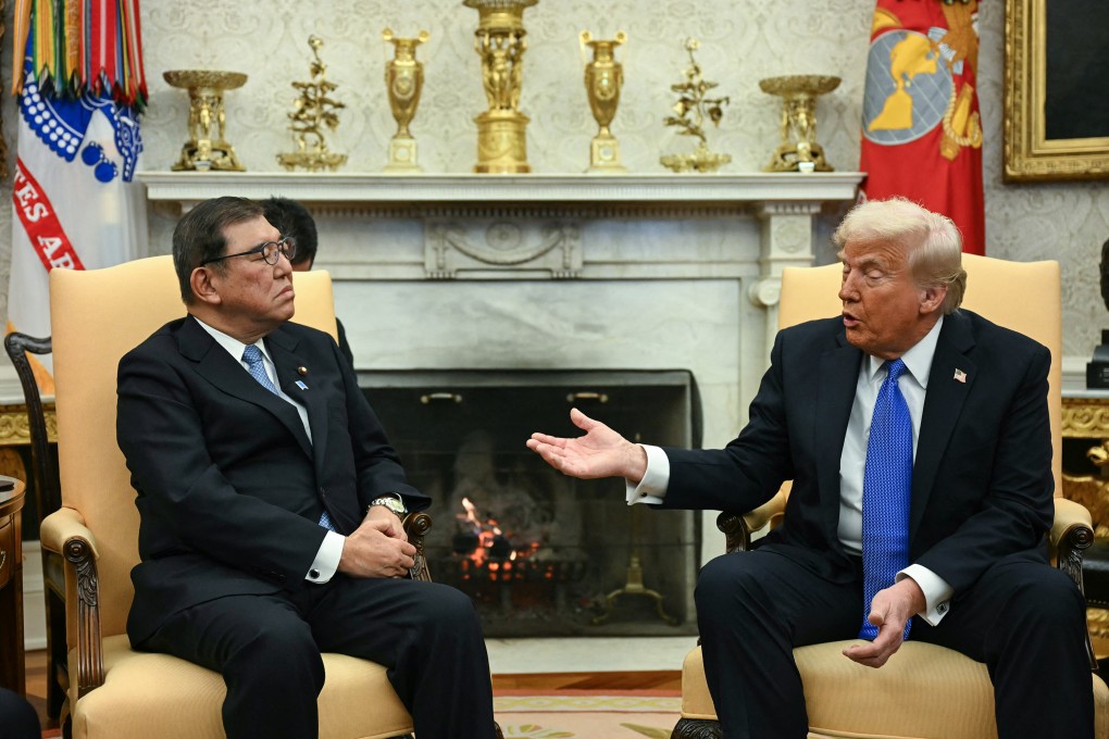 US President Donald Trump meets with Japanese Prime Minister Shigeru Ishiba in the Oval Office of the White House in Washington, on February 7. Photo: TNS
