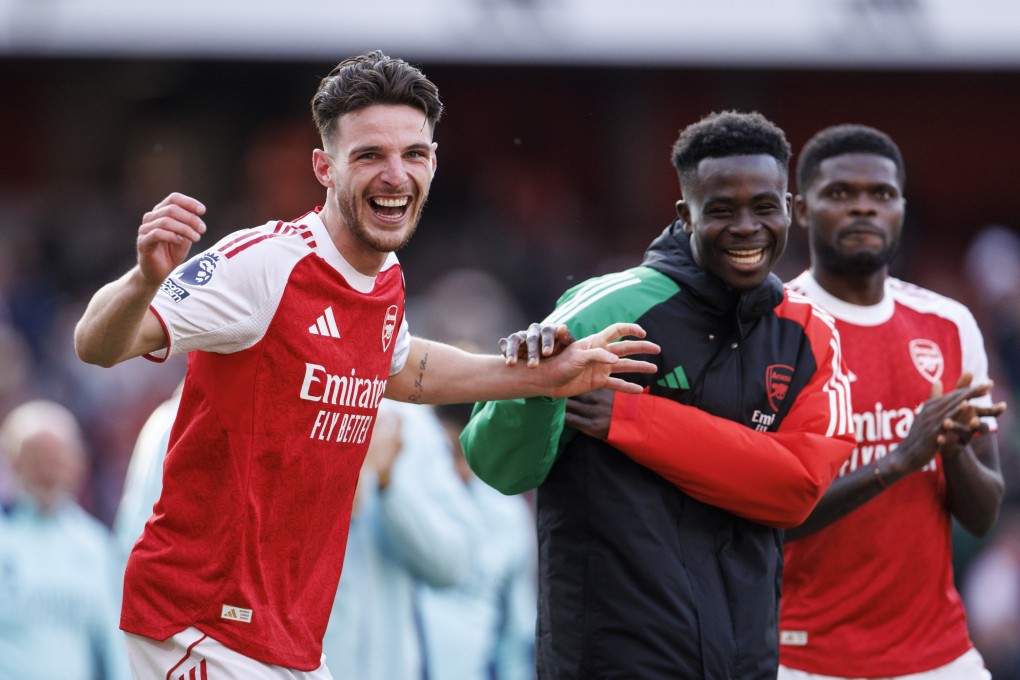 Arsenal pair Declan Rice (left) and Bukayo Saka (centre) are set to figure in the Hong Kong Football Festival. Photo: EPA-EFE