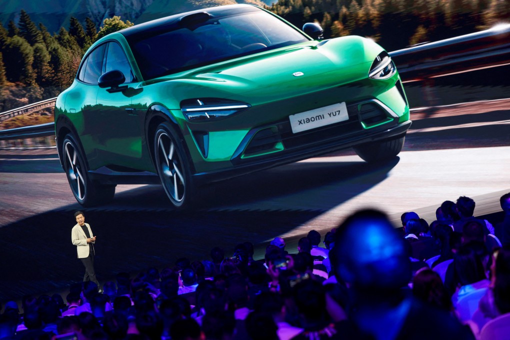 Xiaomi founder and CEO Lei Jun introduces the YU7 electric SUV at a launch event in Beijing on May 22, 2025. Photo: Reuters