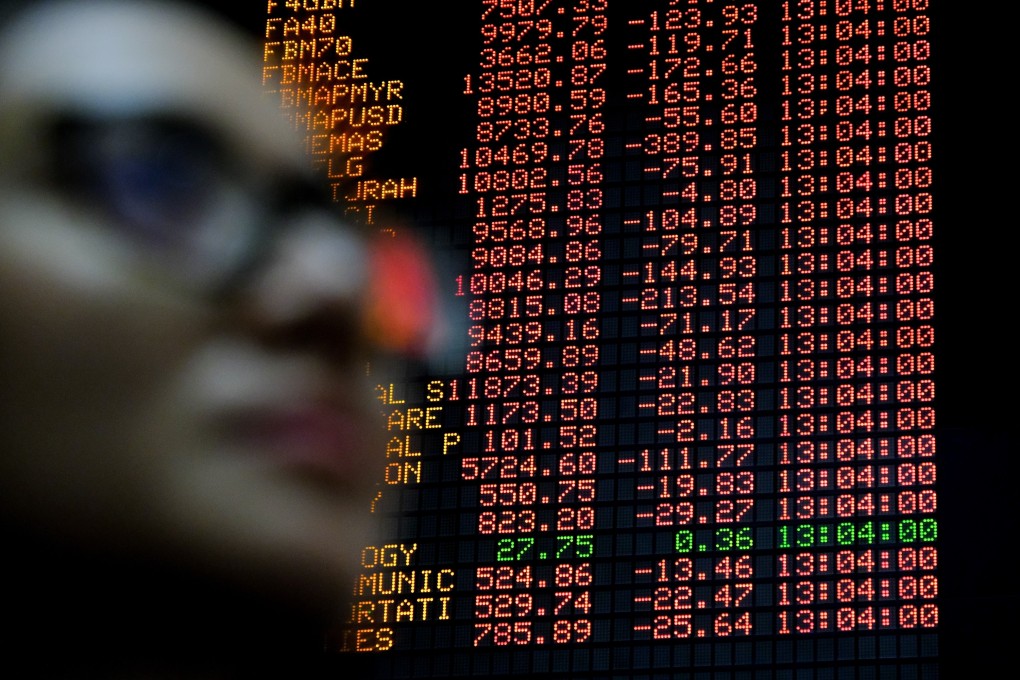 A digital screen showing declines in equity and currency values. Photo: Shutterstock