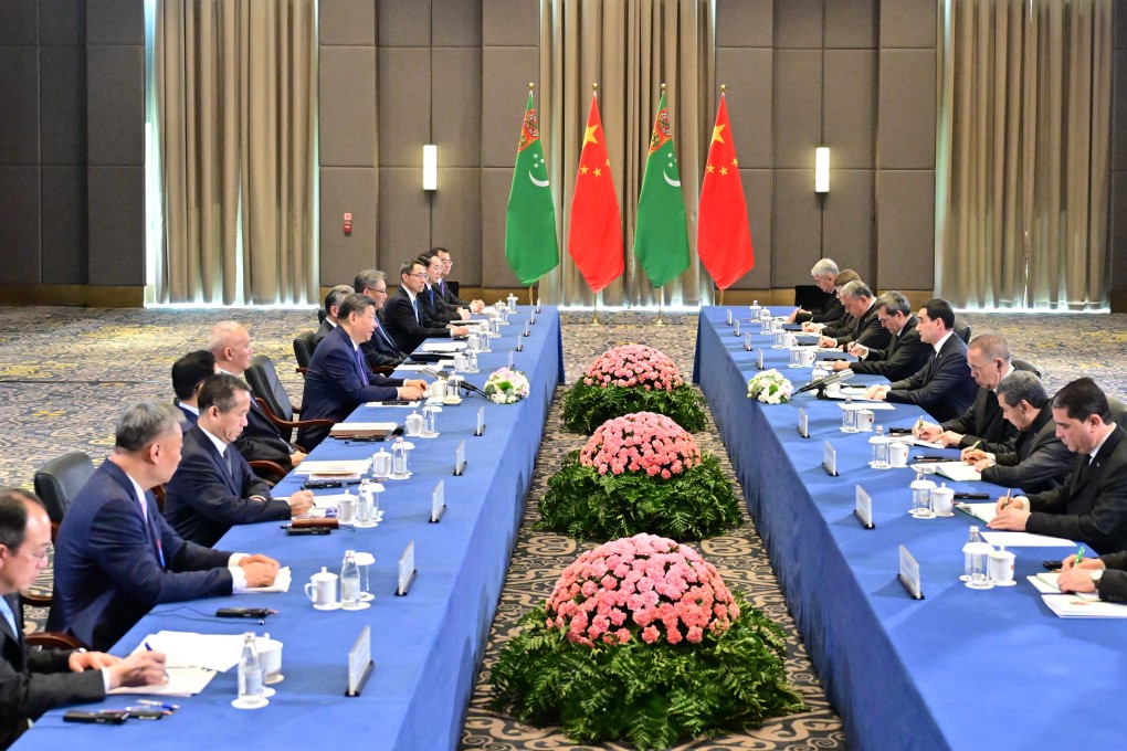 Chinese President Xi Jinping holds talks with Turkmen President Serdar Berdimuhamedov on the sidelines of the China-Central Asia Summit in Astana, Kazakhstan, on Tuesday. Photo: Xinhua