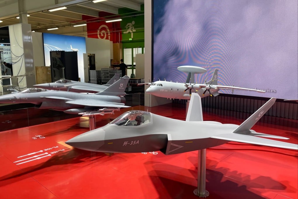 At the Paris Air Show this week, a model of China’s J-35A fighter jet aims to position the aircraft as a strong contender in the competitive international fighter market. Photo: Handout