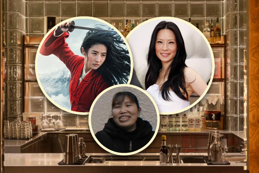 A women-only bar in China which names drinks after inspiring females, has honoured a cleaner-turned-bartender who suffered domestic violence by naming a drink after her. Photo: SCMP composite/Shutterstock/IMDb/RedNote