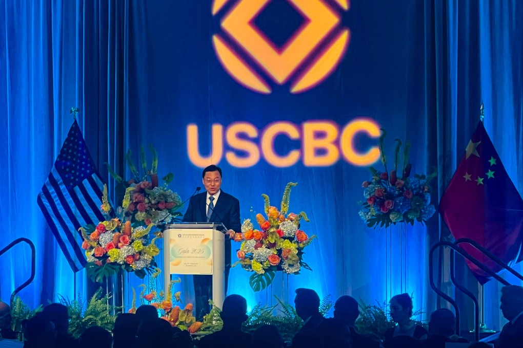 Chinese ambassador Xie Feng addresses the US-China Business Council in Washington on Wednesday. Photo: Zhao Ziwen