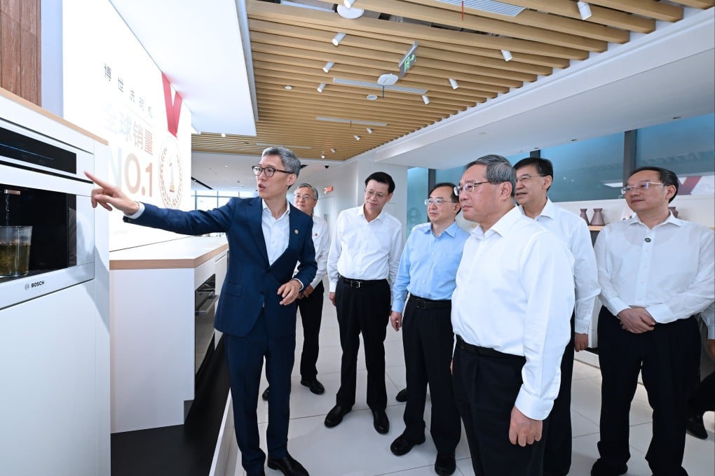 Premier Li Qiang visits a home appliance manufacturer in Nanjing, Jiangsu province, on Tuesday. Photo: Xinhua