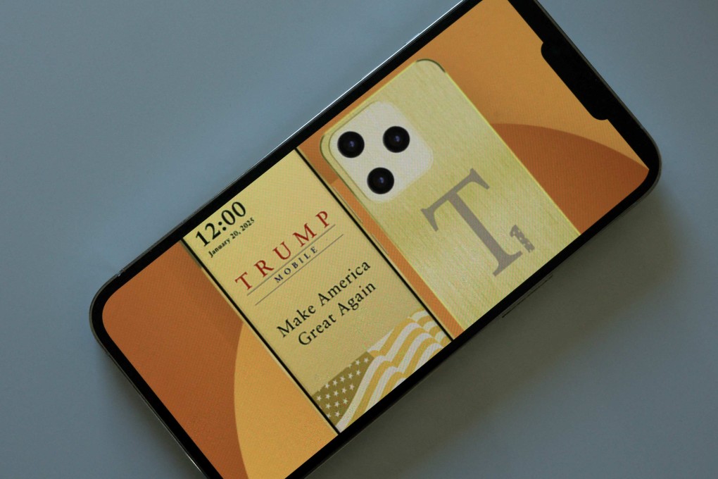 The website of The Trump Organization’s mobile phone service and a Trump-branded smartphone on display on an iPhone on June 16, 2025 in Miami, Florida. Photo: AFP
