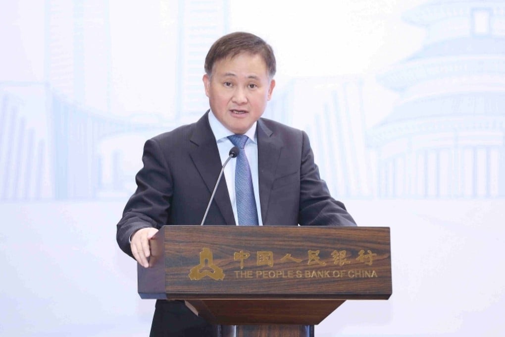 Pan Gongsheng, governor of the People’s Bank of China, speaks on Friday at the launch ceremony for the Payment Connect programme with Hong Kong. Photo: PBOC
