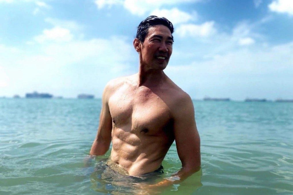 Singaporean actor turned illustrator Edmund Chen trains on most days, doing resistance, strength and agility training, maintaining the abs he developed during his acting days. But now in his 60s, he is more relaxed about the length and level of his workouts. Photo: Edmund Chen Zhi-cai