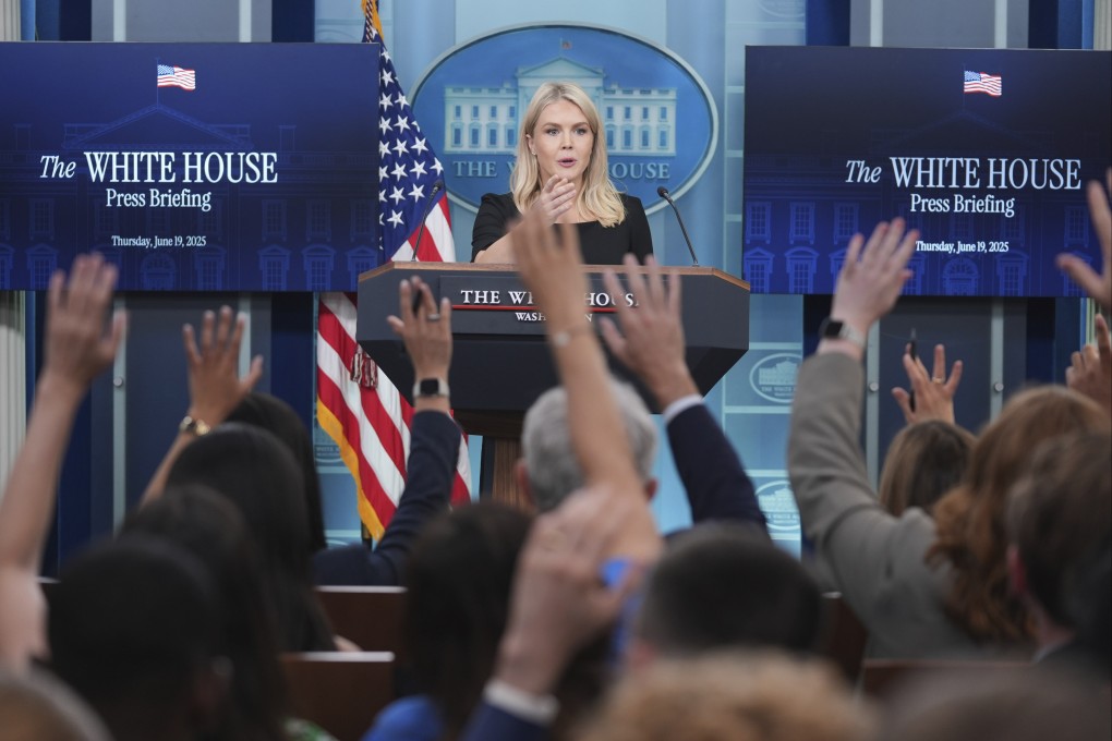 White House press secretary Karoline Leavitt speaks during a briefing at the White House in Washington on Thursday. Photo: AP