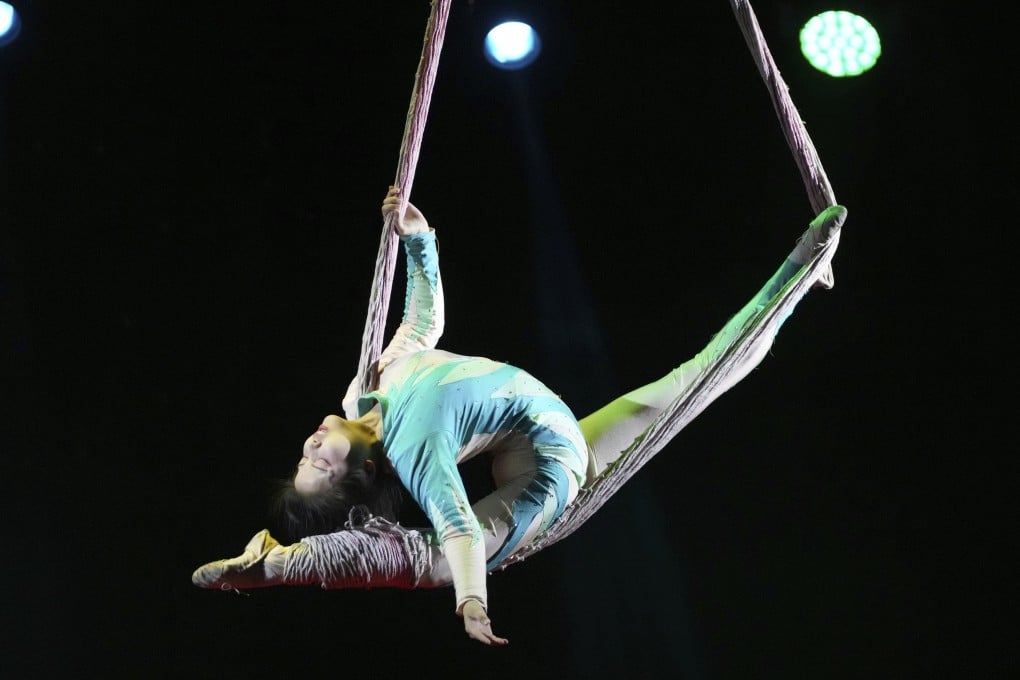 An acrobat from Dongchoon Circus Troupe, South Korea’s last-remaining circus, performs during a daily regular performance in Ansan, South Korea. Photo: AP