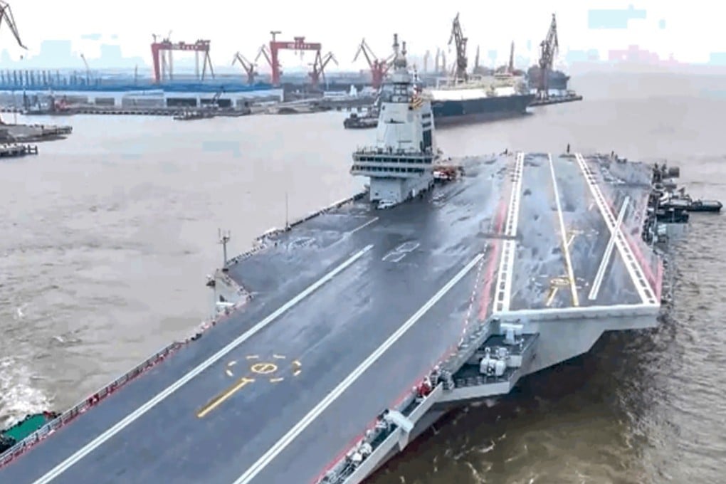 China’s Fujian aircraft carrier is expected to be commissioned by the end of the year, according to state media. Photo: CCTV