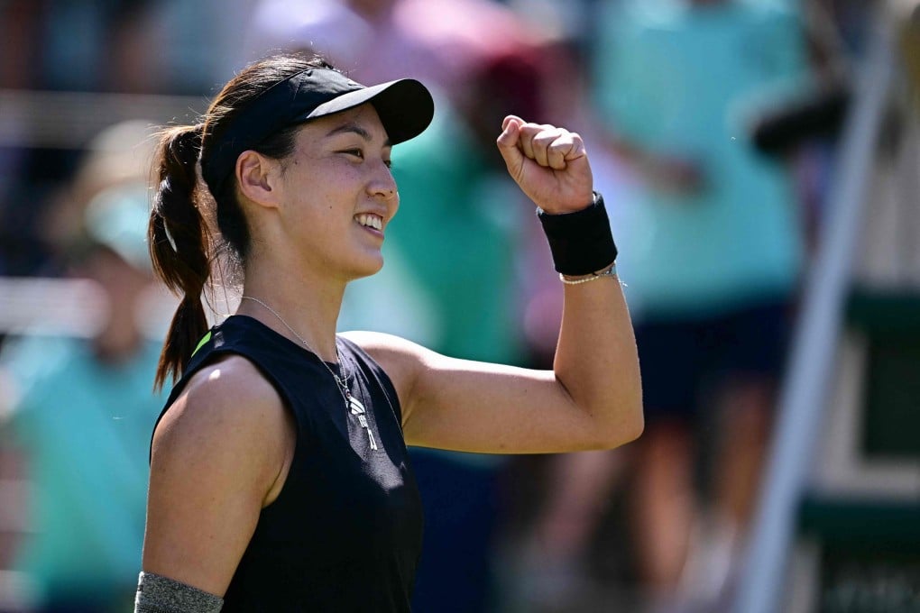 China’s Wang Xinyu celebrates winning her semi-final at the Berlin Open. Photo: AFP