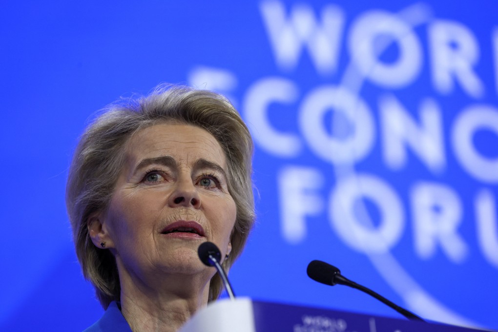 European Commission President Ursula von der Leyen delivers a speech during the World Economic Forum meeting in Davos, Switzerland, on January 21. Photo: Reuters