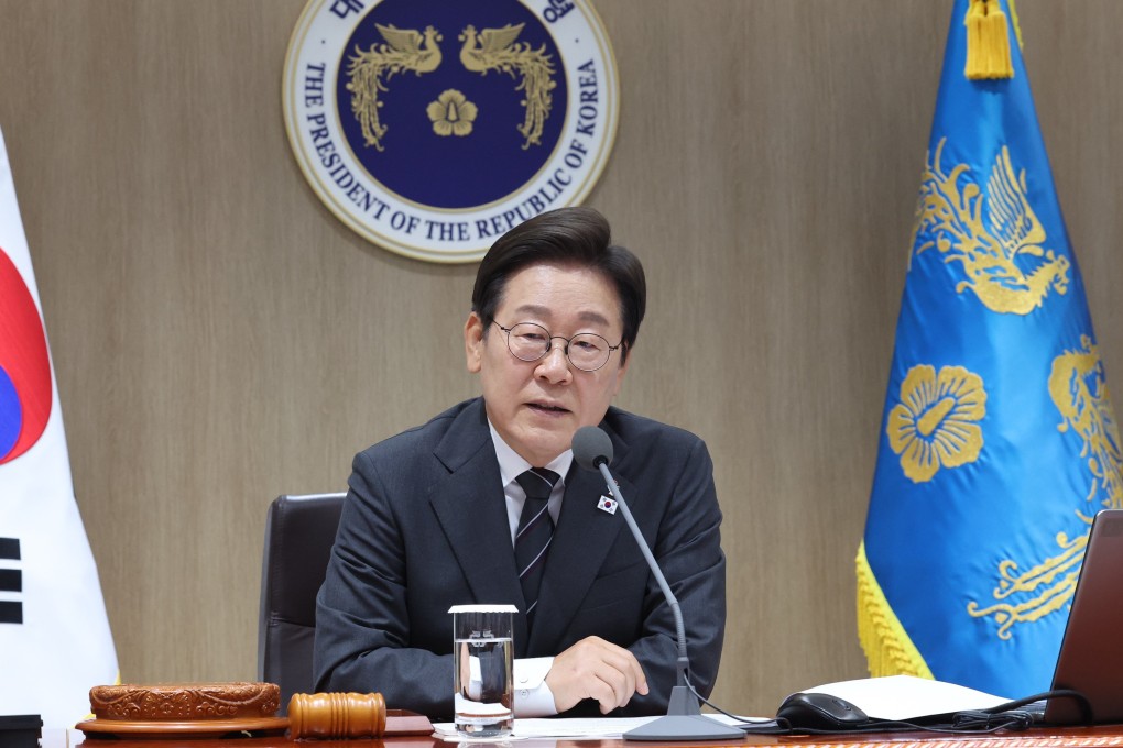 South Korean President Lee Jae-myung speaks during a cabinet meeting at the presidential office in Seoul last week. Photo: Yonhap/EPA-EFE