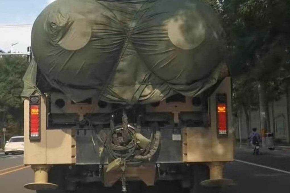A video clip posted to Chinese social media shows what appears to be the new HQ-29 ballistic missile defence system on the move. Photo: Handout