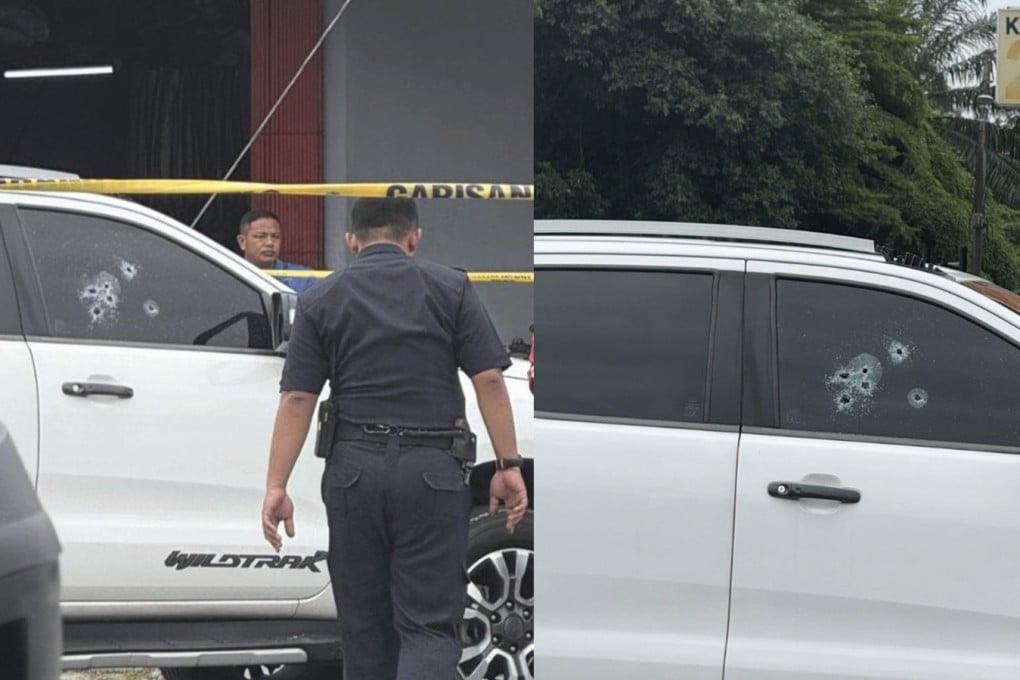 Police officers at the scene of the shooting in Klang on Friday. Photos: Facebook / Meru Klang Resident Official