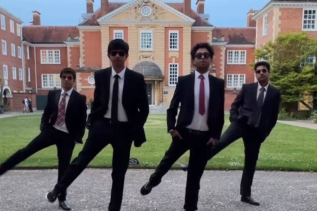A screen grab from Druv Punjabi and his friend’s viral Bollywood dance video shot at Oxford University. Photo: Instagram/druvphk